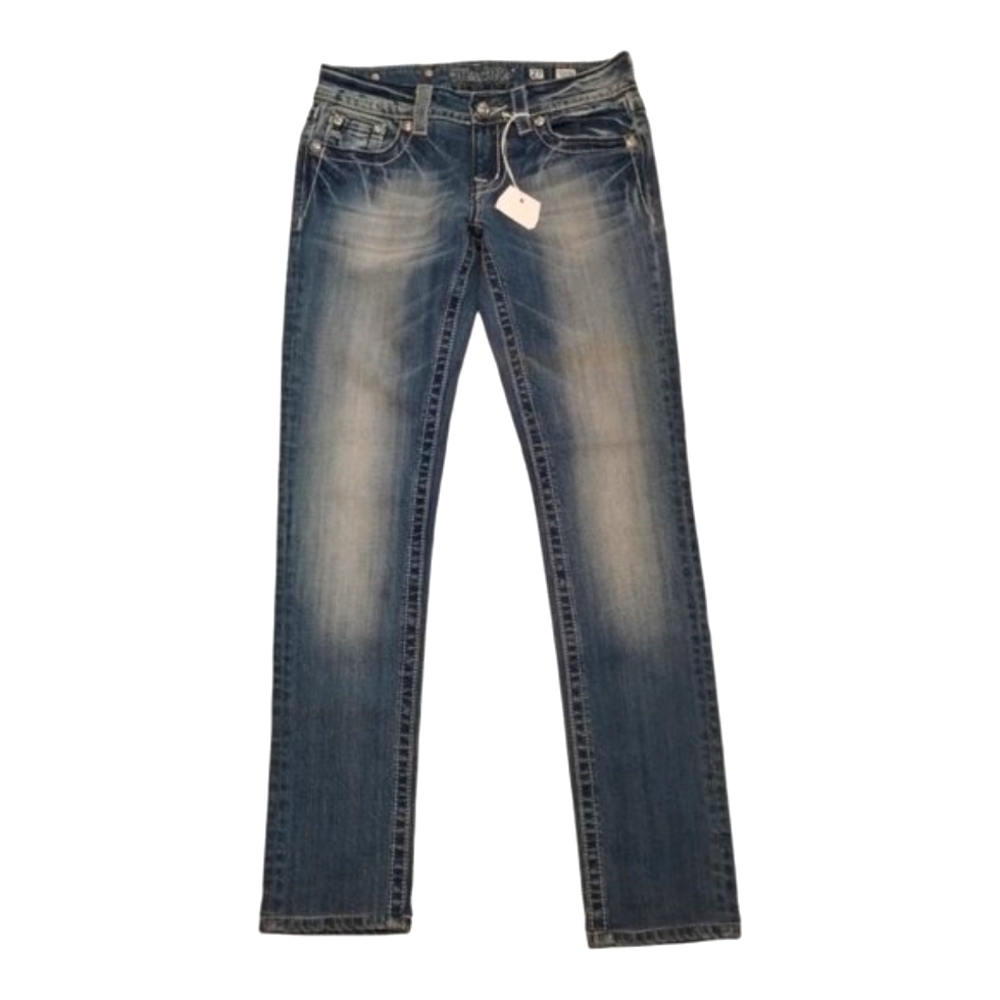 Miss Me Womens Skinny Jeans‎ Sz 27 Blue Cross Patch Embellished Back Pocket